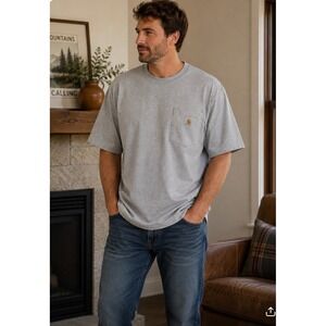 Carhartt Mens Loose Fit Pocket T-Shirt Heather Gray XL Short Sleeve